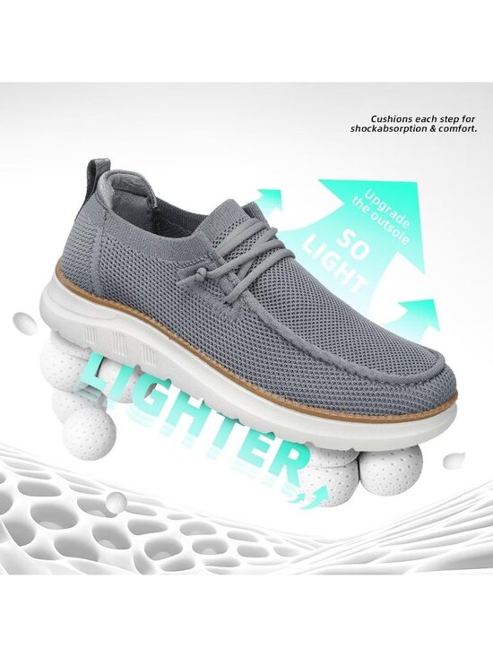 ?Mens Grey Slip-on Casual Mesh Walking Shoes Loafers Comfortable Soft Sole